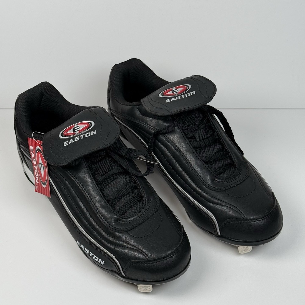 Easton Thunder Baseball Cleats Shoes Metal Spikes Black Red Men's Size 9‎
